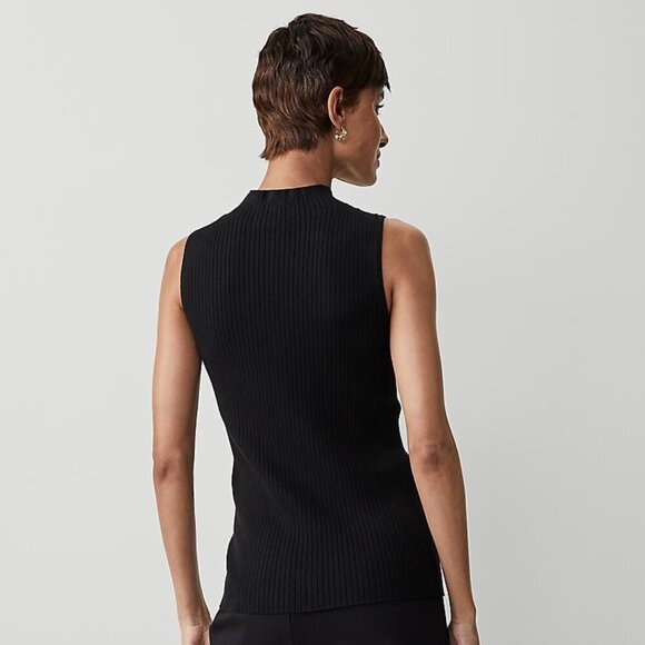 NWT ANN TAYLOR SZ XXS Black Knit Mock-neck Ribbed Shell Top - Picture 6 of 10